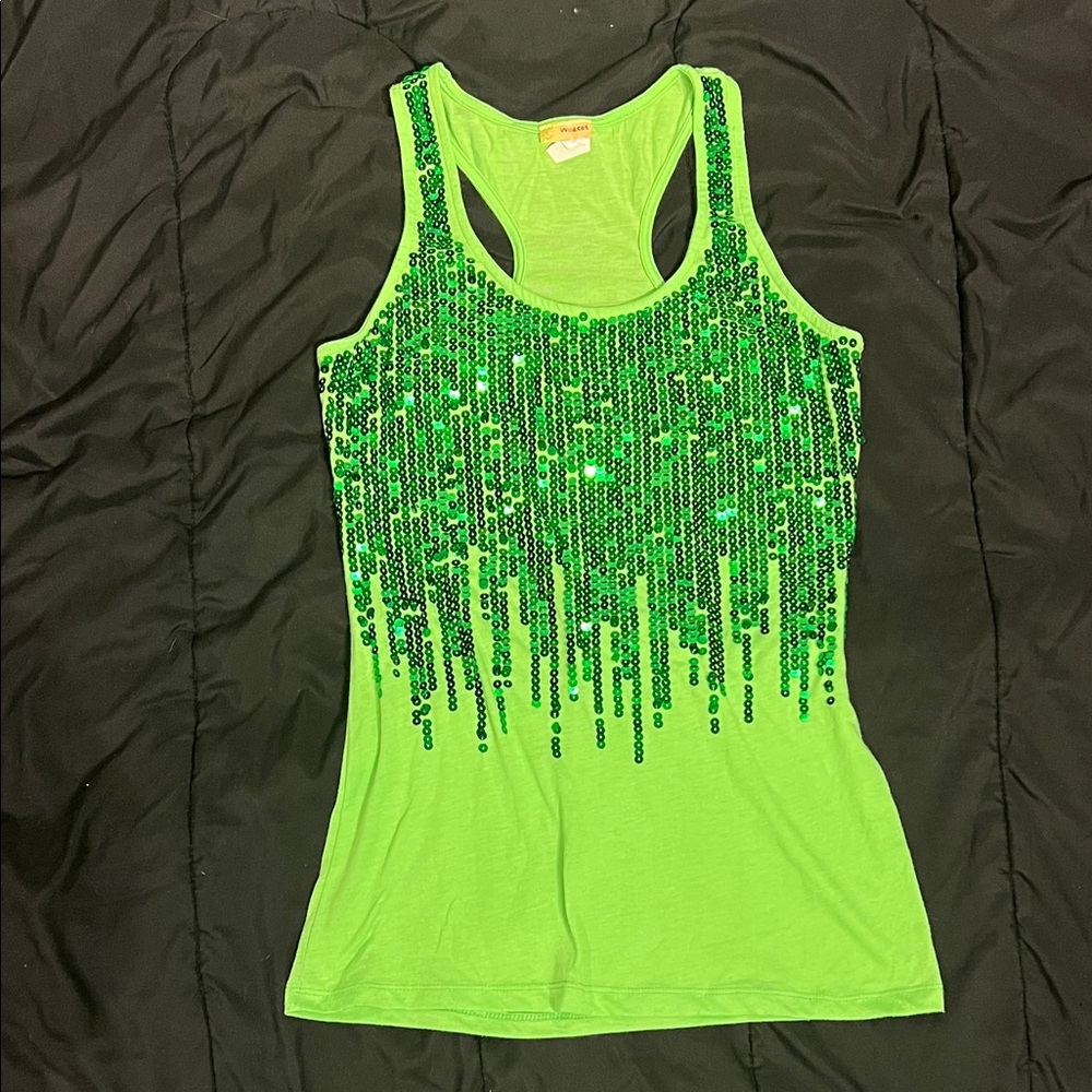Vibrant Green Sequin Tank Top